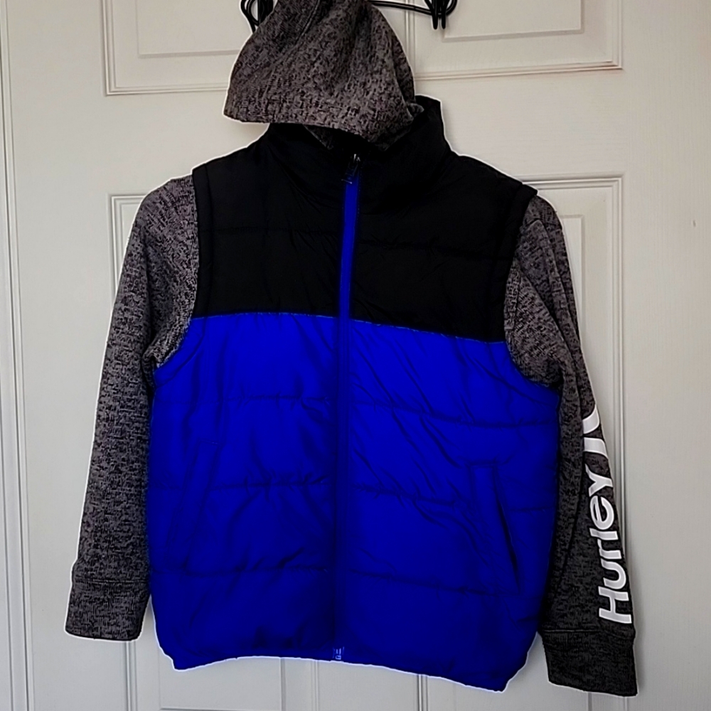 Hurley boys blue puffer vest sweater